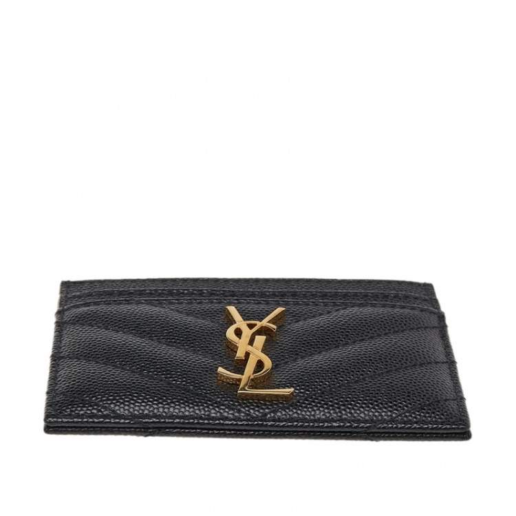 Pre Owned Saint Laurent Black Leather Card Holder 