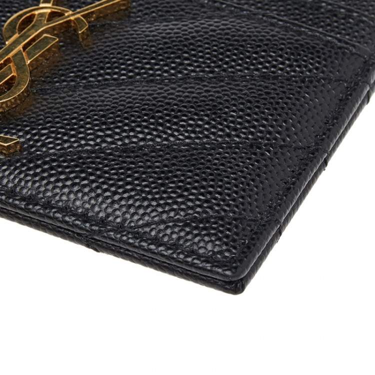 Pre Owned Saint Laurent Black Leather Card Holder 