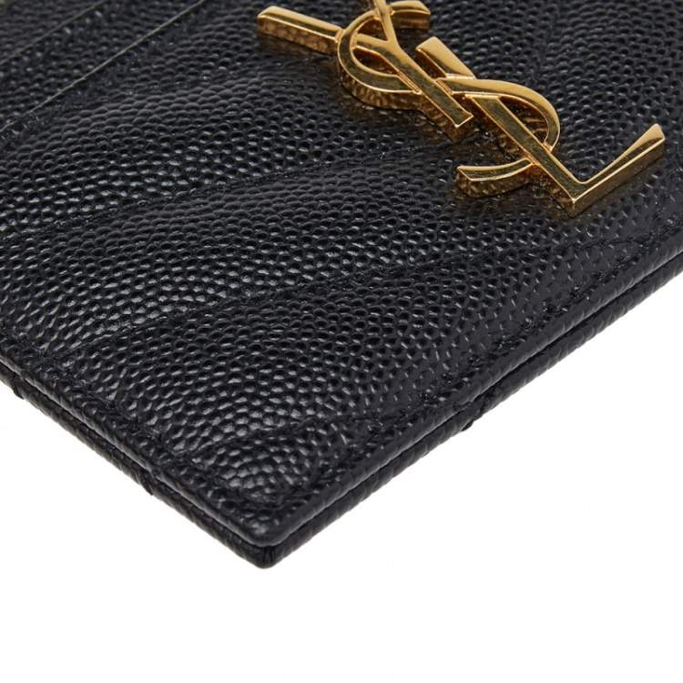 Pre Owned Saint Laurent Black Leather Card Holder 