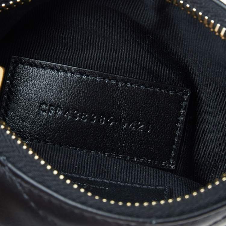Pre Owned Saint Laurent Black Leather Compact Coin Wallet