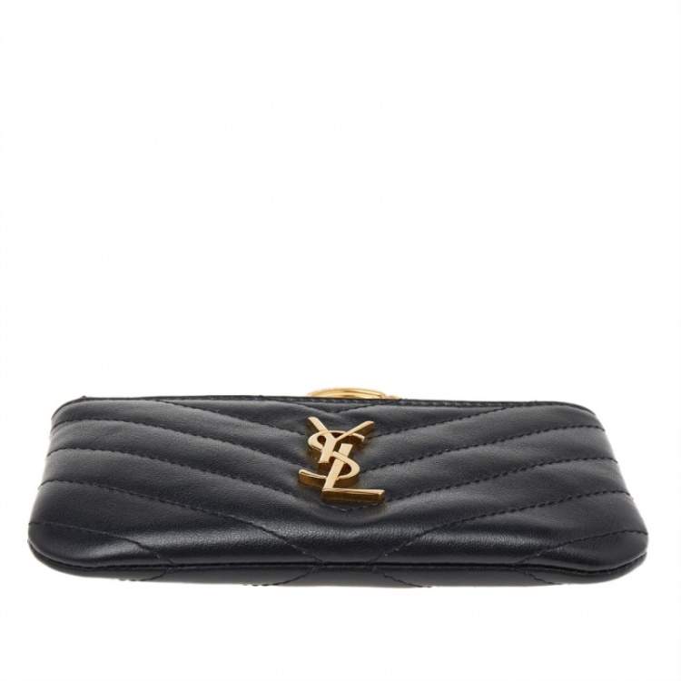 Pre Owned Saint Laurent Black Leather Compact Coin Wallet