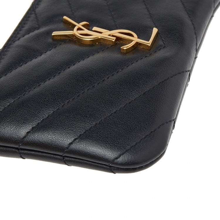 Pre Owned Saint Laurent Black Leather Compact Coin Wallet