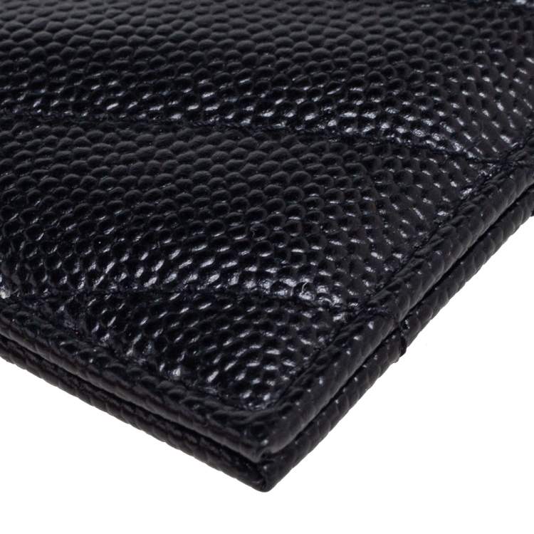 مملوكة مسبقًا Saint Laurent Black Matelassé Leather Monogram Card Holder