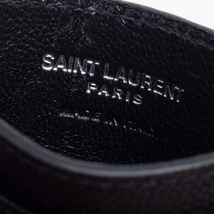 مملوكة مسبقًا Saint Laurent Black Matelassé Leather Monogram Card Holder
