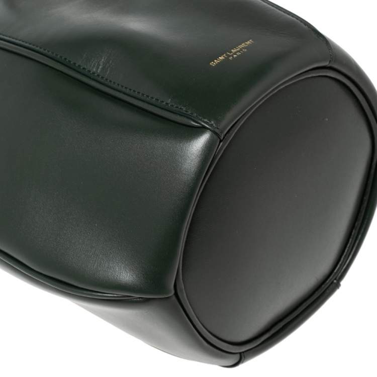 Pre Owned Saint Laurent Green Leather Small Talitha Bucket Bag