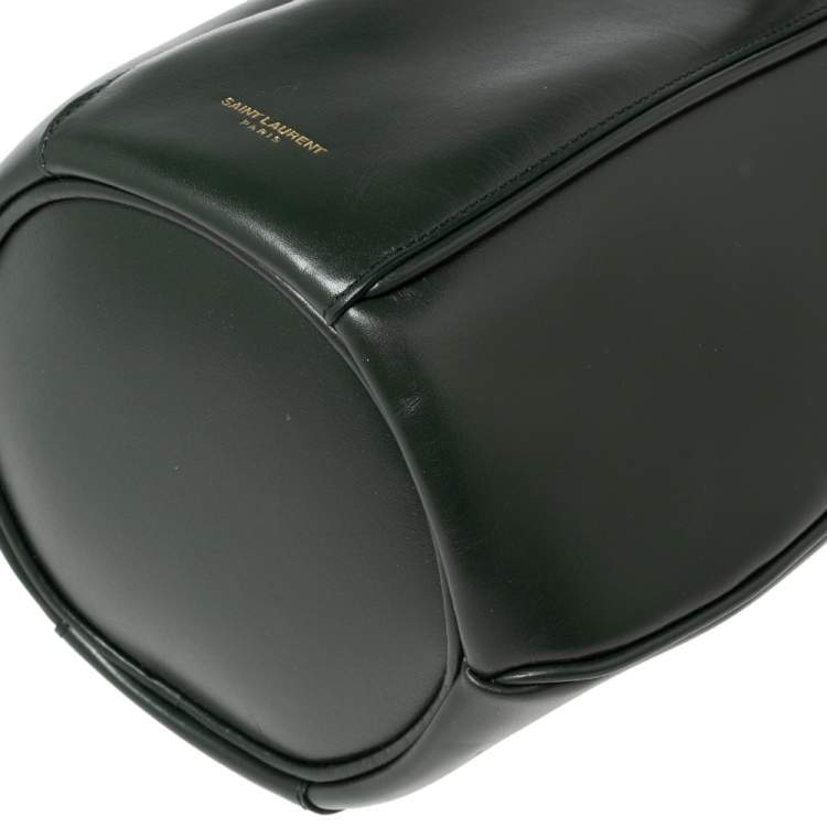 Pre Owned Saint Laurent Green Leather Small Talitha Bucket Bag