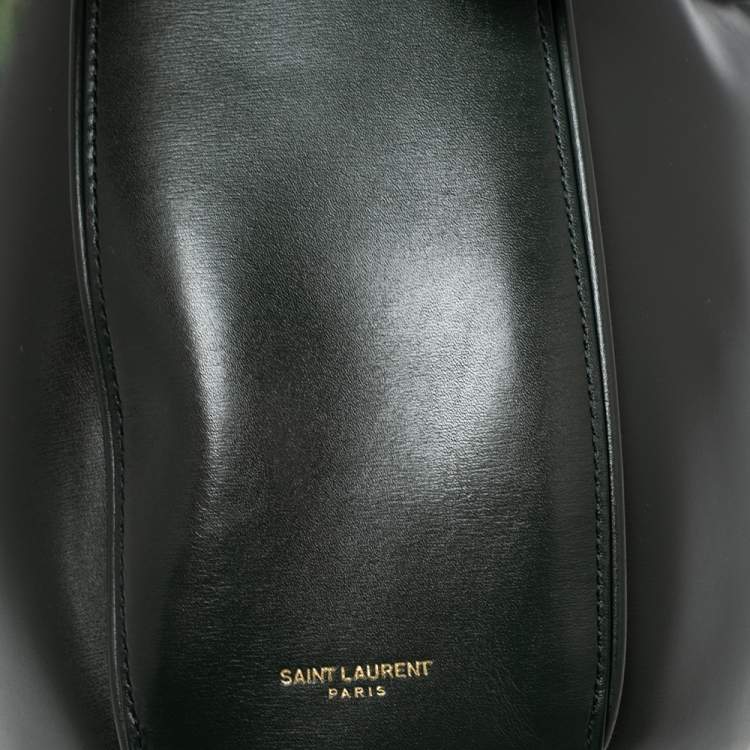 Pre Owned Saint Laurent Green Leather Small Talitha Bucket Bag