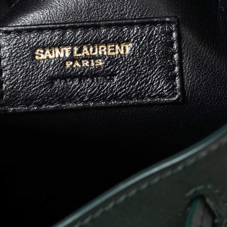 Pre Owned Saint Laurent Green Leather Small Talitha Bucket Bag