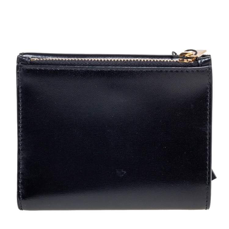 Pre Owned Saint Laurent Black Leather Uptown Compact Wallet