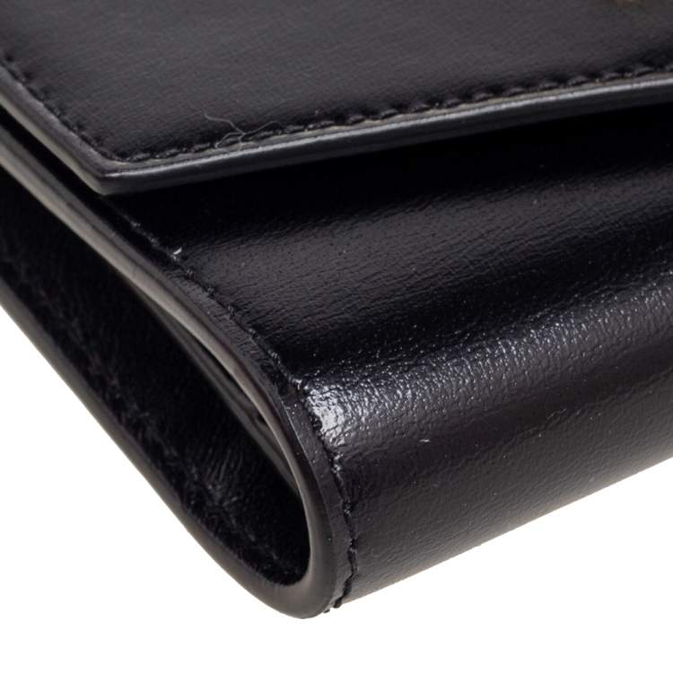 Pre Owned Saint Laurent Black Leather Uptown Compact Wallet