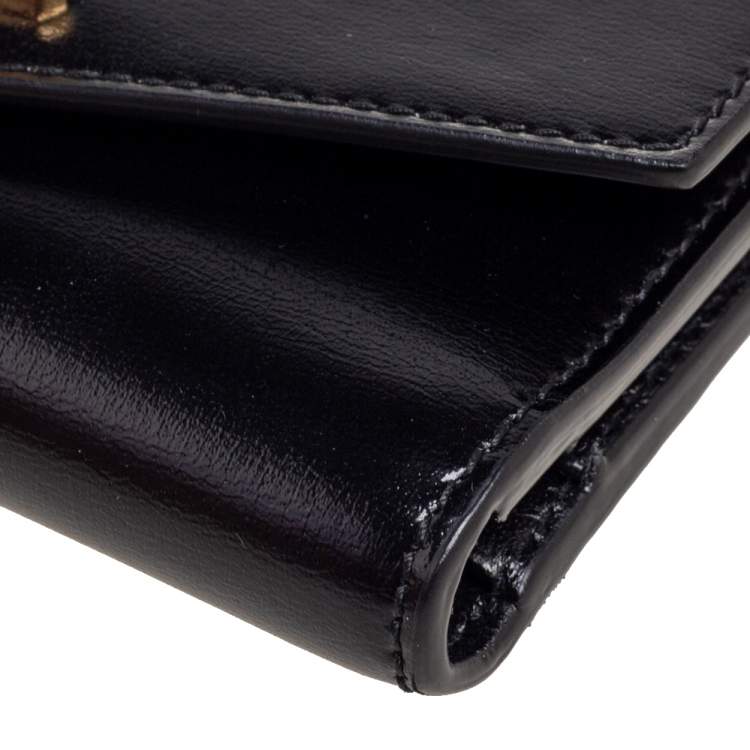Pre Owned Saint Laurent Black Leather Uptown Compact Wallet