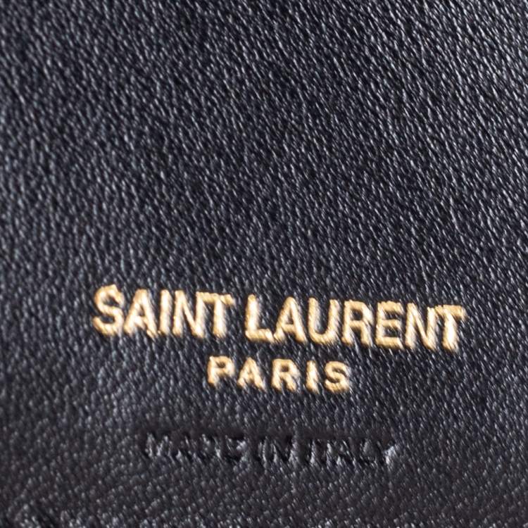 Pre Owned Saint Laurent Black Leather Uptown Compact Wallet