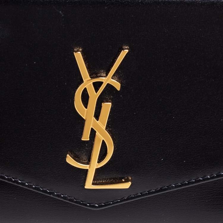 Pre Owned Saint Laurent Black Leather Uptown Compact Wallet