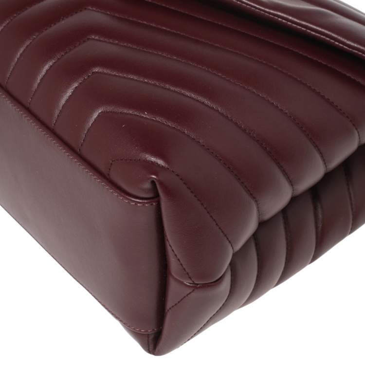 Pre Owned Saint Laurent Burgundy Matelassé Leather Medium LouLou Shoulder Bag