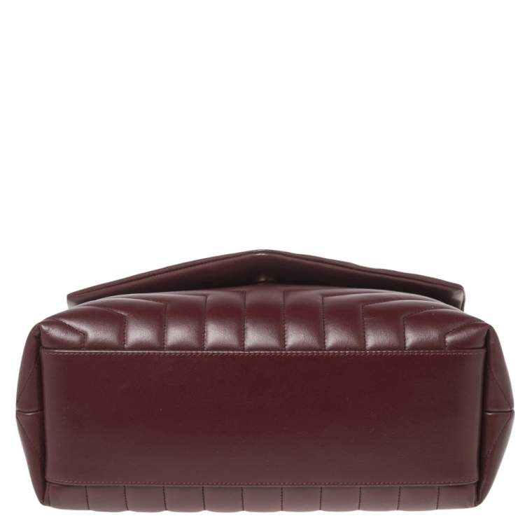Pre Owned Saint Laurent Burgundy Matelassé Leather Medium LouLou Shoulder Bag