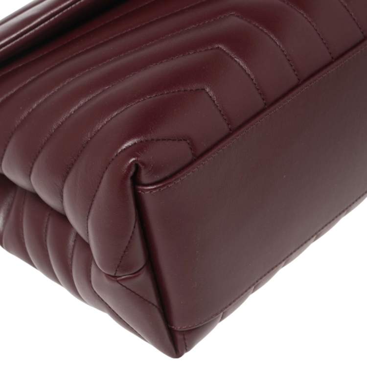 Pre Owned Saint Laurent Burgundy Matelassé Leather Medium LouLou Shoulder Bag