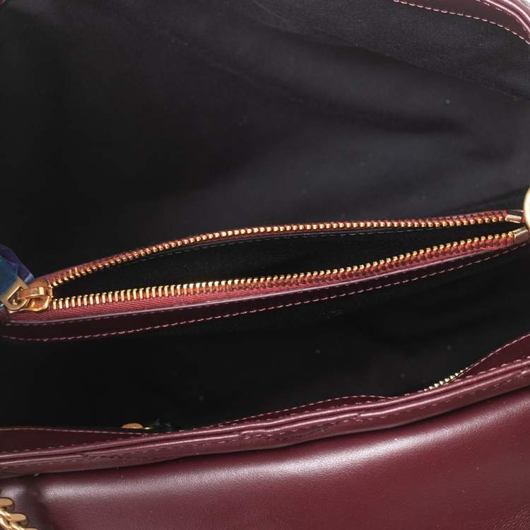 Pre Owned Saint Laurent Burgundy Matelassé Leather Medium LouLou Shoulder Bag