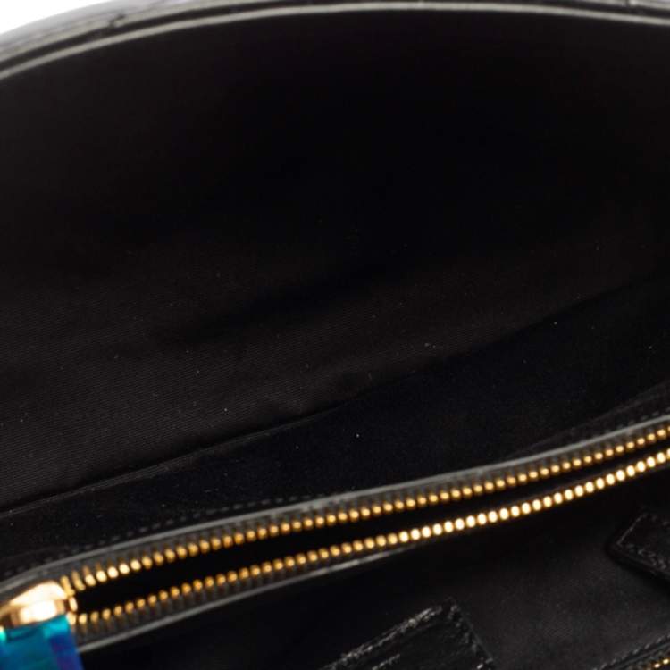 Pre Owned Saint Laurent Black Matelassé Leather Medium LouLou Shoulder Bag