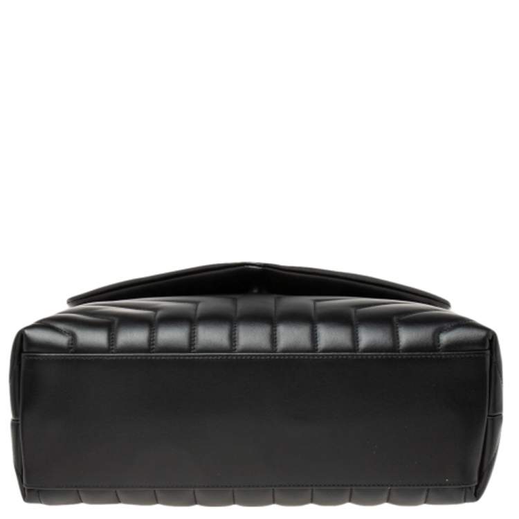 Pre Owned Saint Laurent Black Matelassé Leather Medium LouLou Shoulder Bag