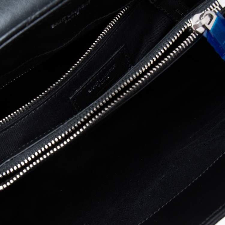 Pre Owned Saint Laurent Black Matelassé Leather Medium LouLou Shoulder Bag