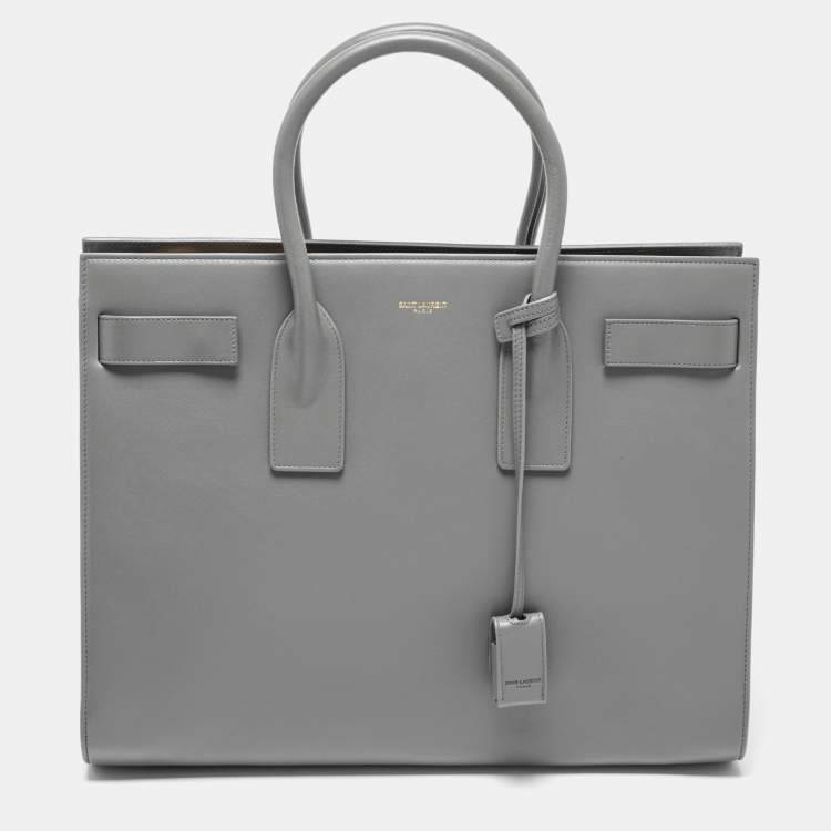 Pre Owned Saint Laurent Grey Leather Large Classic Sac De Jour Tote