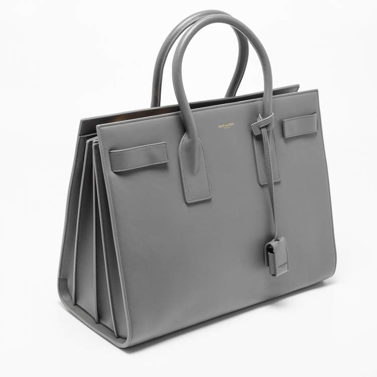 Pre Owned Saint Laurent Grey Leather Large Classic Sac De Jour Tote