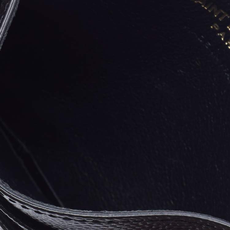 مملوكة مسبقًا Saint Laurent Black Matelasse Leather Monogram Card Holder