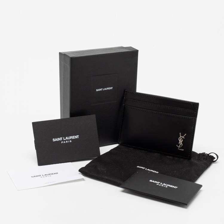 مملوكة مسبقًا Saint Laurent Black Leather Tiny Monogram Card Holder