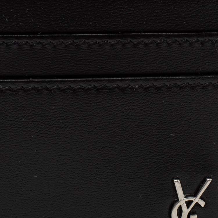 مملوكة مسبقًا Saint Laurent Black Leather Tiny Monogram Card Holder