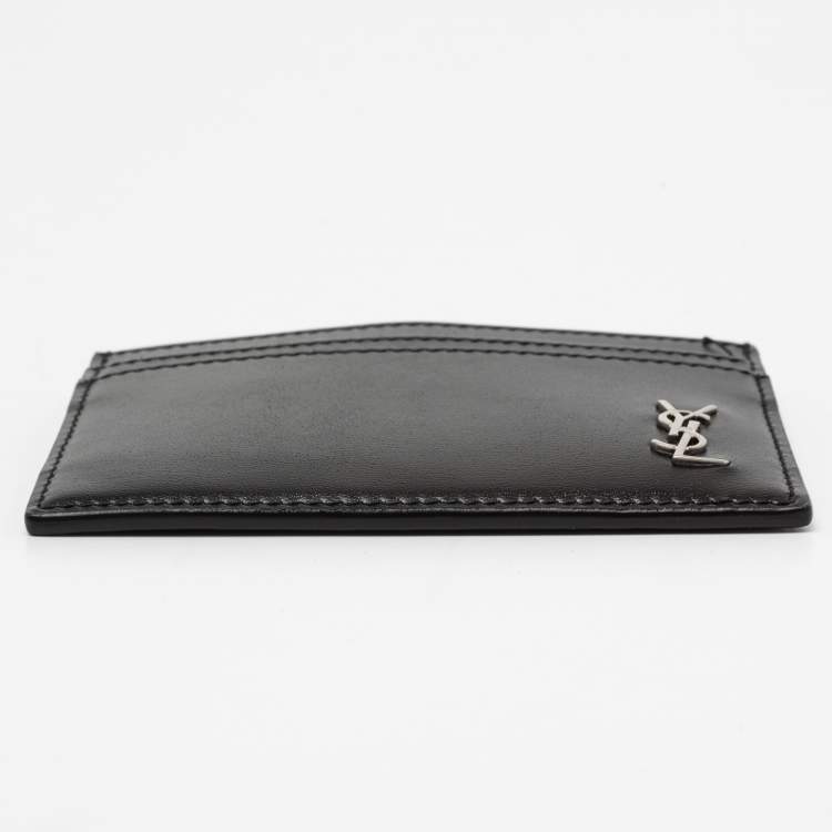 مملوكة مسبقًا Saint Laurent Black Leather Tiny Monogram Card Holder