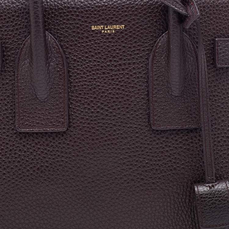 Pre Owned Saint Laurent Paris Dark Burgundy Leather Small Classic Sac De Jour Tote