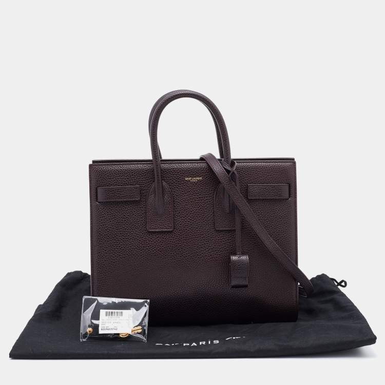 Pre Owned Saint Laurent Paris Dark Burgundy Leather Small Classic Sac De Jour Tote