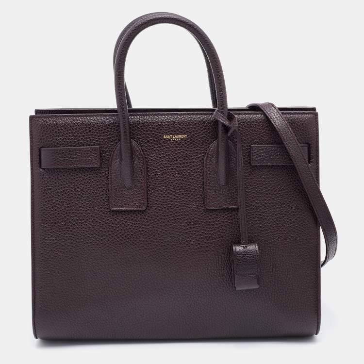 Pre Owned Saint Laurent Paris Dark Burgundy Leather Small Classic Sac De Jour Tote