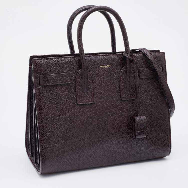 Pre Owned Saint Laurent Paris Dark Burgundy Leather Small Classic Sac De Jour Tote