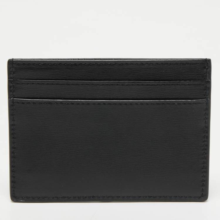 Pre Owned Saint Laurent Black Leather Monogram Card Holder