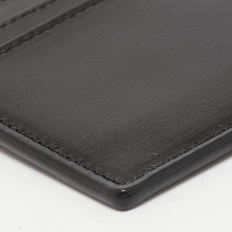 Pre Owned Saint Laurent Black Leather Monogram Card Holder