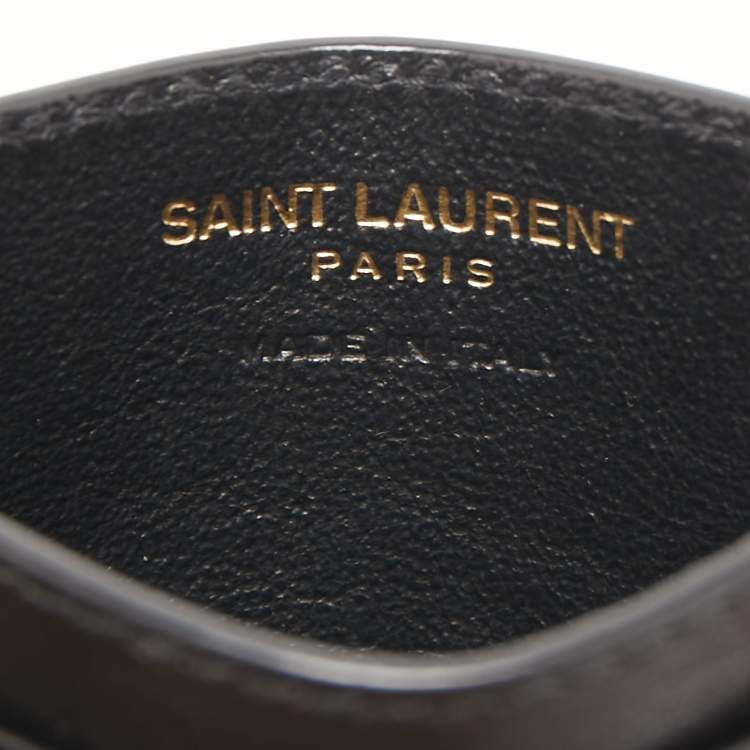 Pre Owned Saint Laurent Black Leather Monogram Card Holder