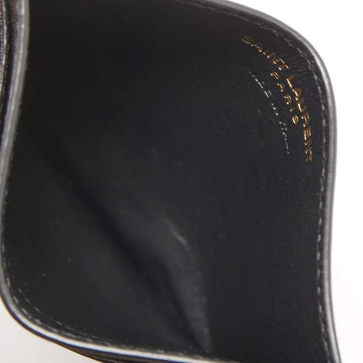 Pre Owned Saint Laurent Black Leather Monogram Card Holder