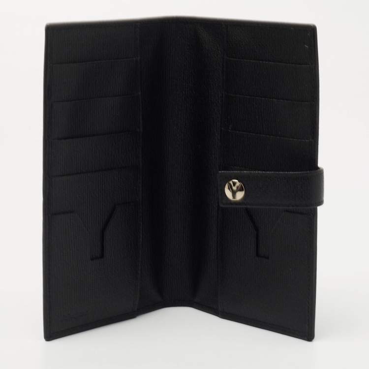Pre Owned Saint Laurent Black Leather Flap Bifold Long Wallet