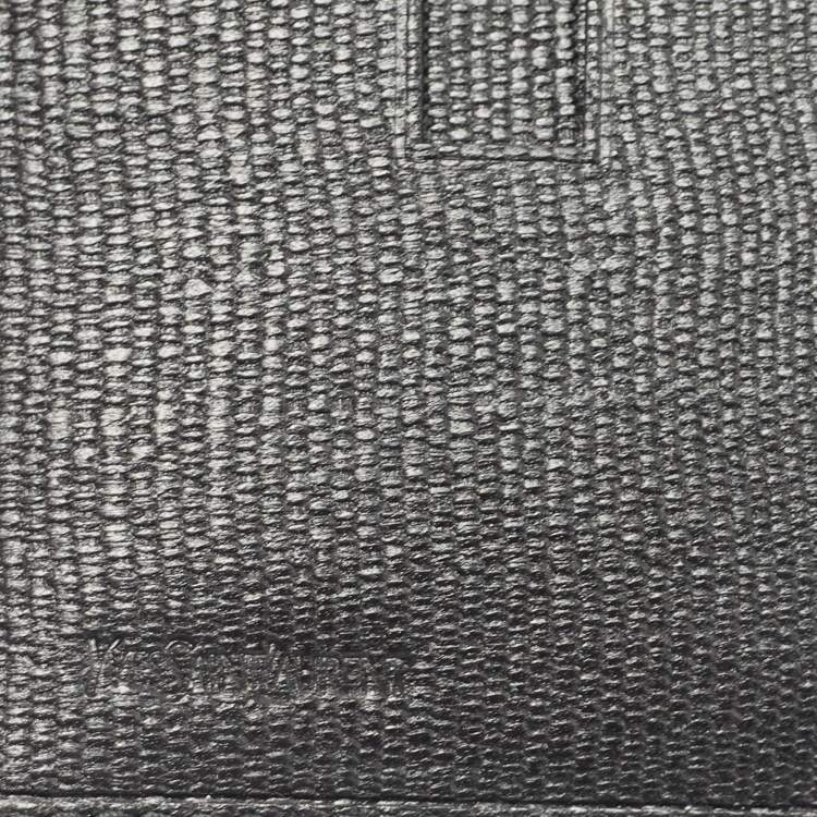 Pre Owned Saint Laurent Black Leather Flap Bifold Long Wallet
