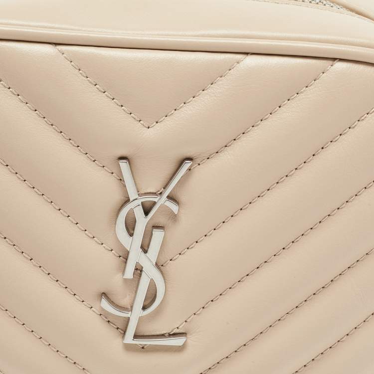 Pre Owned Saint Laurent Light Beige Matelassé Leather Lou Belt Bag
