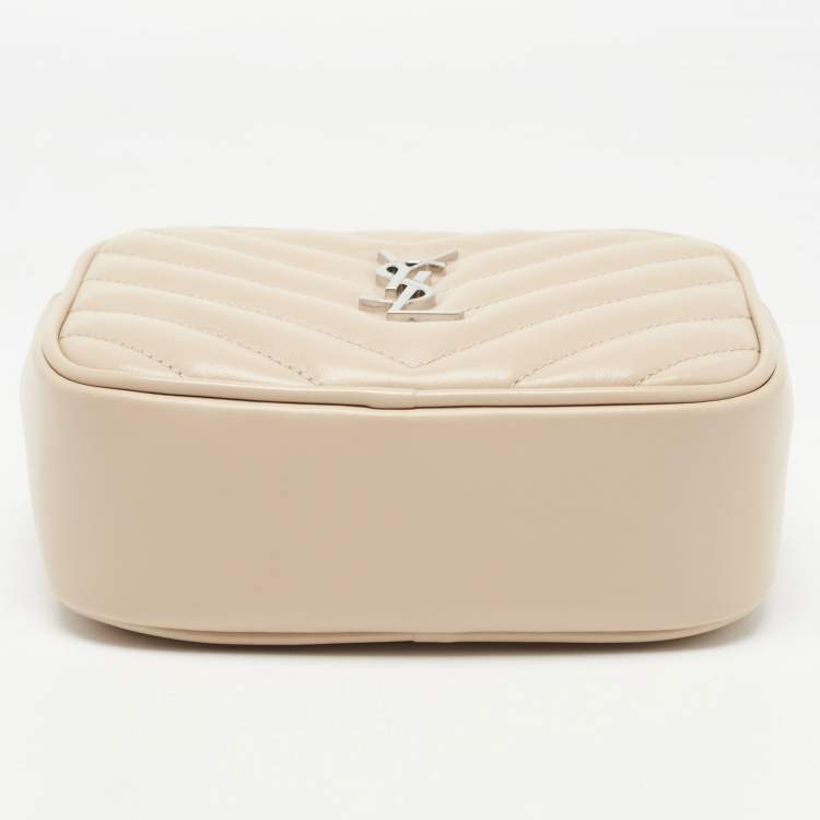 Pre Owned Saint Laurent Light Beige Matelassé Leather Lou Belt Bag
