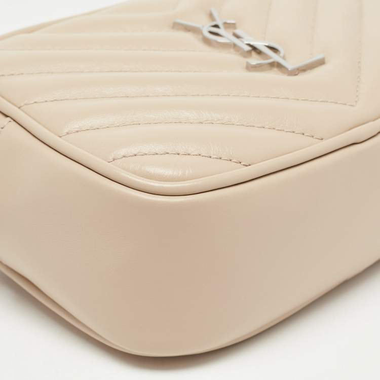 Pre Owned Saint Laurent Light Beige Matelassé Leather Lou Belt Bag