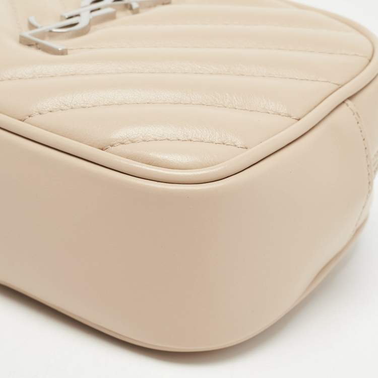 Pre Owned Saint Laurent Light Beige Matelassé Leather Lou Belt Bag