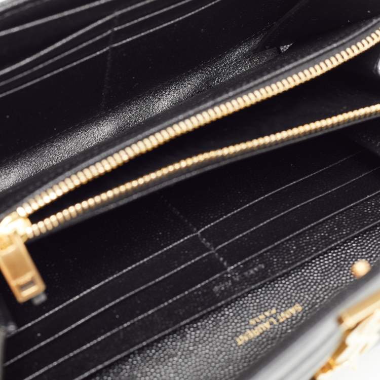 Saint Laurent Cassandre Matelasse Dark Beige Leather Chain Wallet Bag New