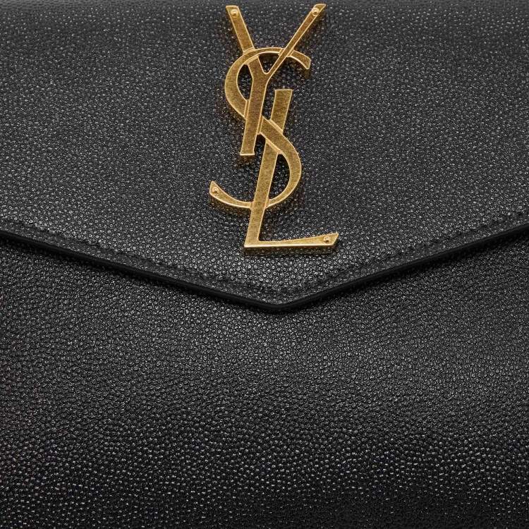 Pre Owned Saint Laurent Black Leather Medium Uptown Clutch