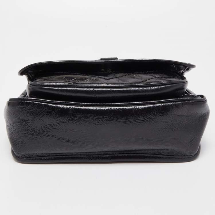 مملوكة مسبقًا Saint Laurent Black Crinkled Leather Baby Niki Chain Shoulder Bag