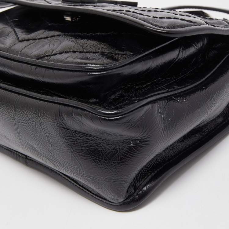 مملوكة مسبقًا Saint Laurent Black Crinkled Leather Baby Niki Chain Shoulder Bag