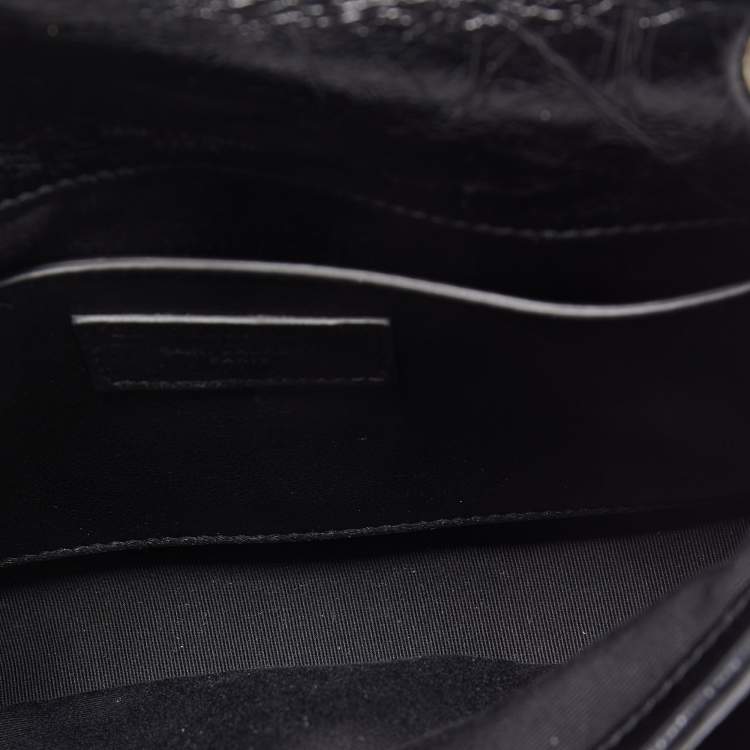 مملوكة مسبقًا Saint Laurent Black Crinkled Leather Baby Niki Chain Shoulder Bag