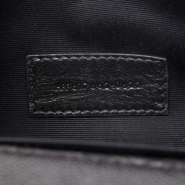 Pre Owned Saint Laurent Black Matelassé Leather Cassandre Wristlet Pouch